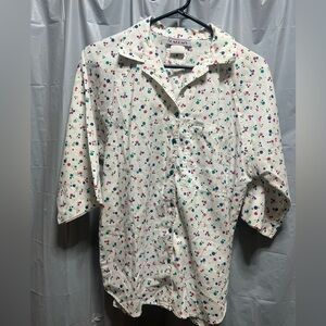 Vintage 80’s Cabrais Button Up Cotton Top with Polka Dots Size 14